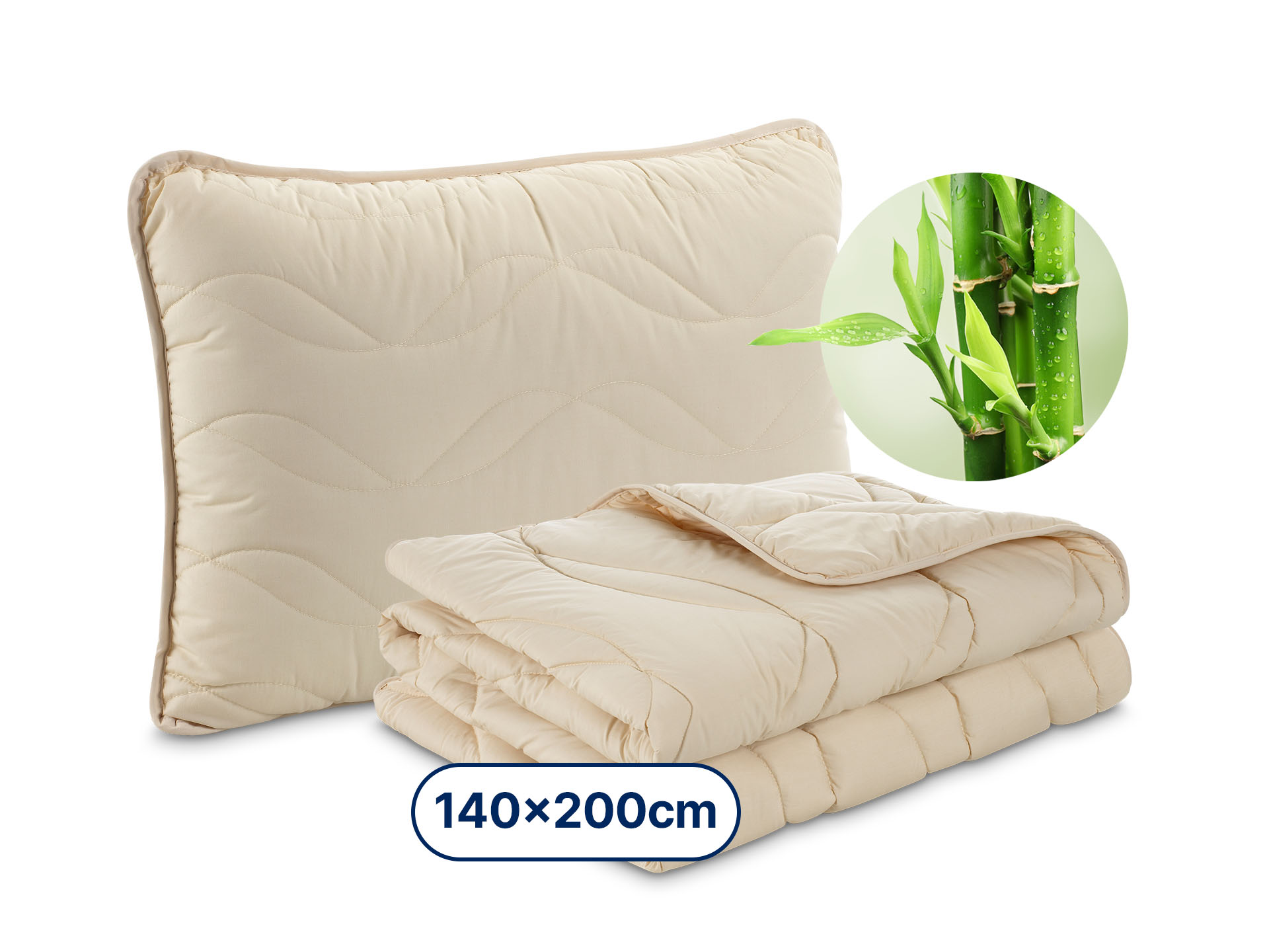 Dormeo Bamboo klasický polštář (50x70 cm) + Dormeo Bamboo přikrývka (140x200 cm) 50x70 cm