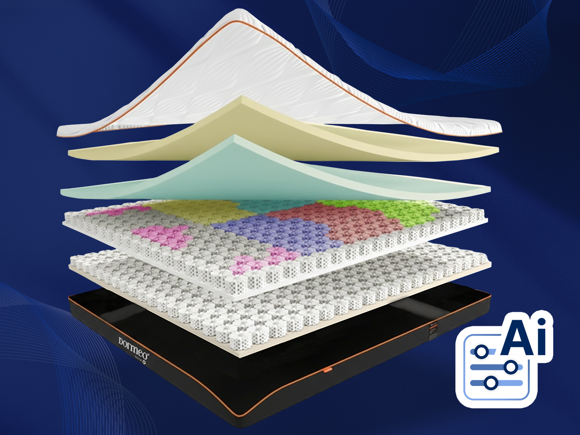 Matrace Dormeo DNA Lux 30 cm. Revoluční AI technologie, plně personalizovaná matrace na míru, více než 1000 kombinací pohodlí, oceněná technologie Oct